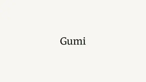 The Gumi wordmark in black serif type on cream.