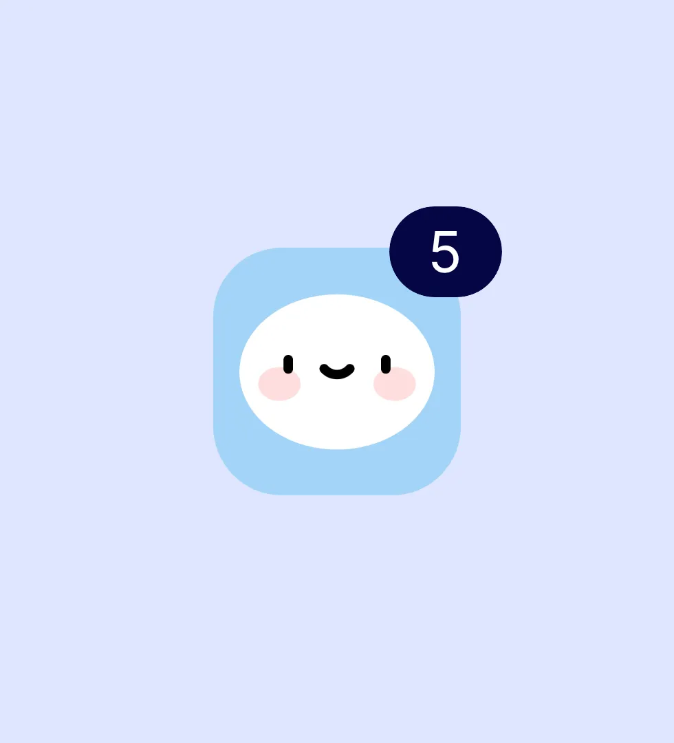 The app icon, a smiling cloud, with a notification badge counting up.
