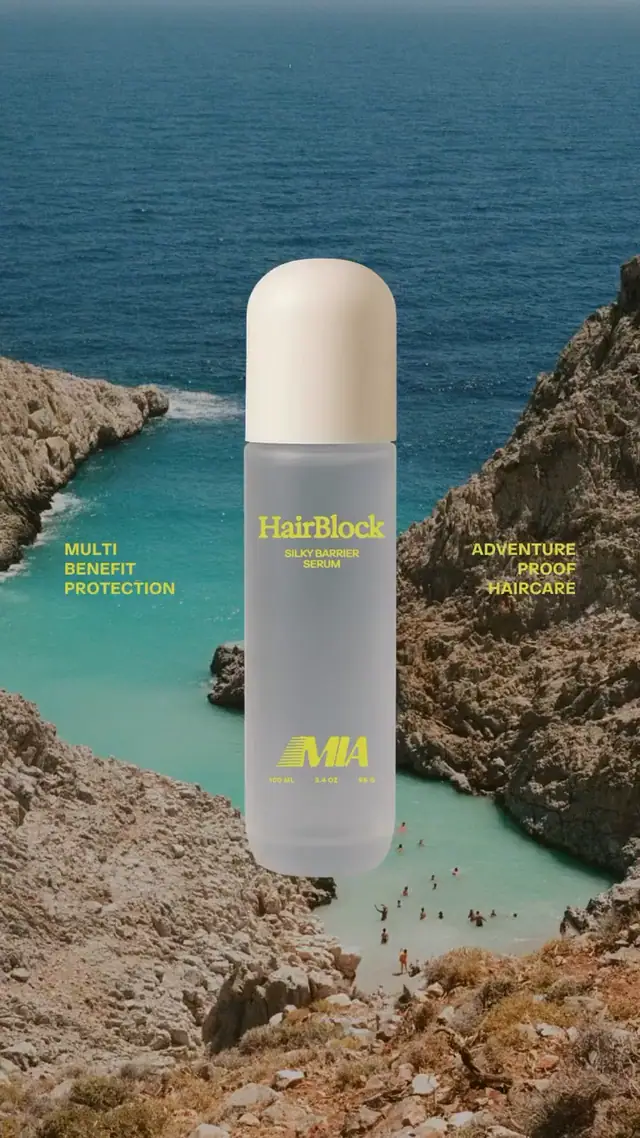A frosted bottle stays still while the landscape behind it changes: mountains, coast, forest and sea.